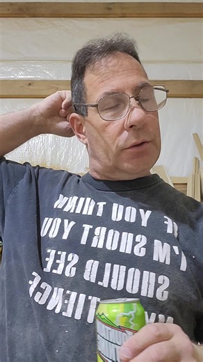 #friday #dudessuptdudes #dadssuptdads #shoplife #mdf #maple #mountaindew #carcass #bootbenches #industrialwoodshop #plywood #homeshop #electrocousticguitars #fyp #shopdogs #jaded #woodpecker #angry #mountaindew #floatingstairs #floatingshelves #drawerfronts #doorday #stilenrail