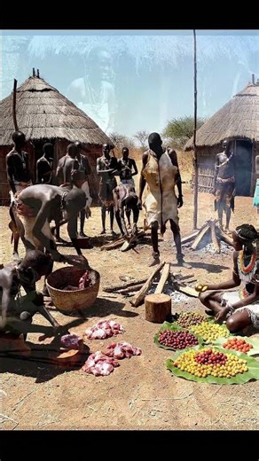 Hadzabe Tribe Cooking Together #triballife #tribalfood #shorts