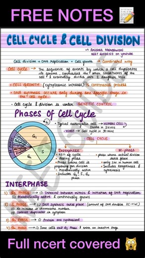 Cell cycle & cell division Class 11 Chapter 10 Biology notes/ NEET NCERT one shot revision #neet