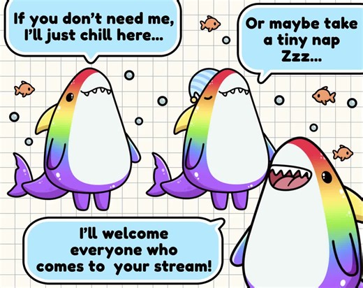 Rainbow Spunky Shark Twitch Pet Widget: Interactive Stream Mascot (digital Download) - Etsy