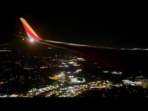 (4K) - Nighttime Nashville Landing - Southwest Airlines - Boeing 737-7H4 - N404WN