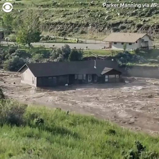 Dramatic footage captured the moment a house fell into the Yellowstone River and was carried away in rushing water in Gardiner, Montana, on Monday evening. Record flooding and mudslides forced Yellowstone National Park to close its entrances. | KCCI