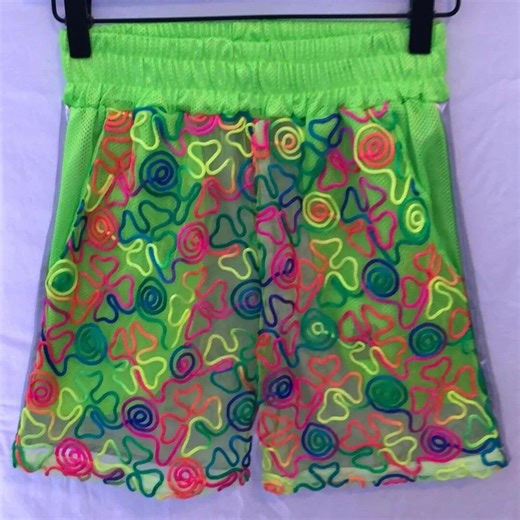 Neon Mesh Shorts With a Holographic Back - Etsy