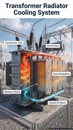 Transformer Radiator Cooling system working.
