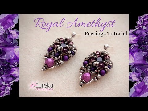 Royal Amethyst Earrings Beading Tutorial | 8mm Crystal Chaton Earrings with Czech O Beads