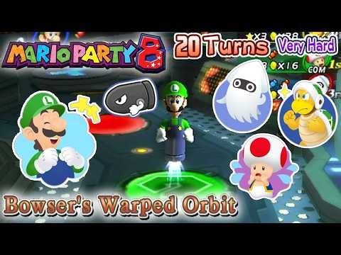 Mario Party 8 - Luigi VS Blooper VS Toad VS Hammer Bro - Bowser's Warped Orbit - (Very Hard)