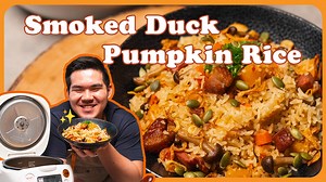 14K views · 104 reactions | We’re back with another rice cooker recipe! With its distinct umami-rich flavours, the smoked duck goes perfectly with the natural sweetness of pumpkin rice  With the freedom to customise to your liking, you could even throw in your favourite type of mushrooms into this mix, Jon chose to use shimeji mushrooms. More rice cooker recipes coming your way! #ricecooker #onepotmeal #smokedduck #pumpkinrice | The Meatmen Channel | Facebook