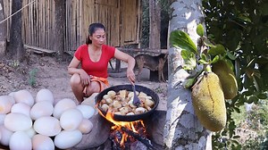 9.1K views · 417 reactions | Cooking life TV Survival cooking in forest- Duck egg curry spicy with Bamboo shoot and Jackfruit for lunch ideas | Cooking life TV | Facebook