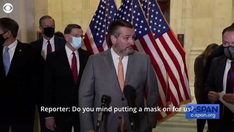 "You're welcome to step away": Senator Ted Cruz refuses to put on mask after reporter asks during press conference