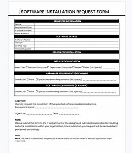 Software Installation Request Form Template (digital Download) - Etsy