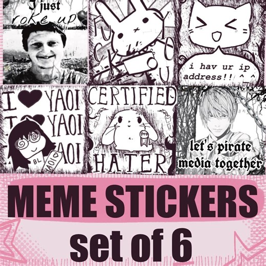 1x1 Inch Paper Anime/alt Meme Stickers - SET OF 6 - Etsy