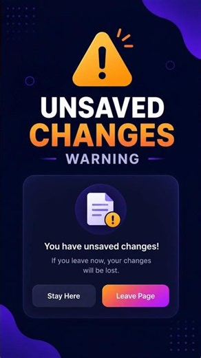 Prevent Form Data Loss in jQuery | Unsaved Changes Warning #coding #shorts