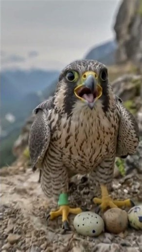 Female Peregrine Falcon Lays Her Eggs on a Mountain Cliff 🦅 #fyp #falcon #shorts