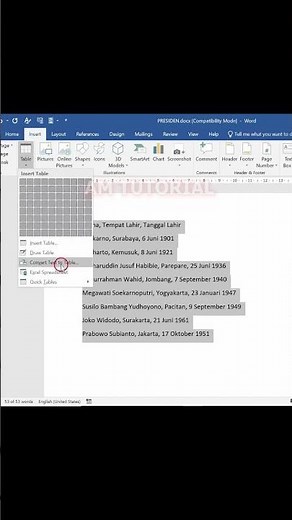 Tutorial on making text into a table in Microsoft Word #fyp #learnoffice #learncomputer #msword