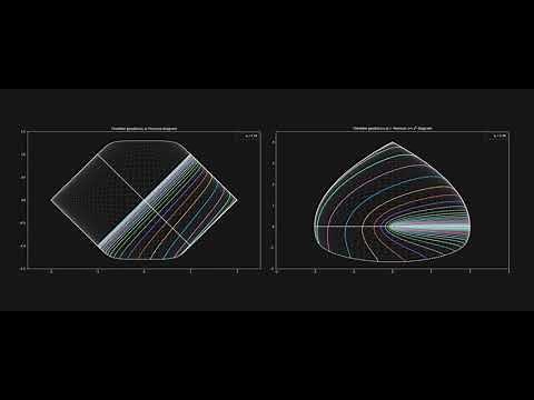 Timelike geodesics in modified Penrose diagram | GR Simulation