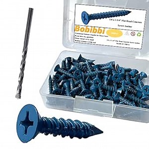 1/4 x 1-1/4" Flat Head Concrete Screw Anchor, for Anchoring to Masonry, Block or Brick (100Pcs)