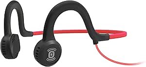 Aftershokz Sportz Titanium - Wired Open-Ear Bone Conduction Headphones - Lava Red - 4 ft Wire - 12 Hour Battery Life - 2 Hour Charge Time - Standard 3.5 mm Audio Jack (AS401LR)