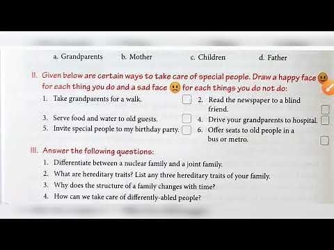 Exercises and Question answer - My Family | Chapter 1 EVS Class 3 | APS