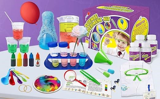 science kit with 30 experiments and lab coat