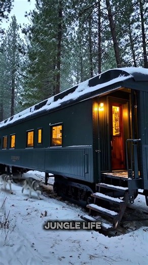 I Turned an Old Train Carriage into a Cozy Off-Grid Winter Cabin ❄️🚂 (Snow Forest Escape) #cabinlife