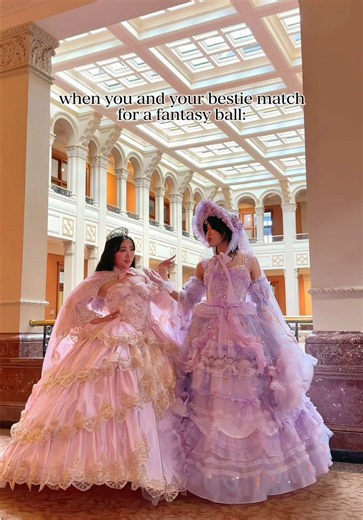 What better place to go to for a ball than the @Second Star Events Gilded Hearts Ball!! ✨ this is your sign to match with your bestie for fantasy balls 💕 Pink dress: @Mystical Wardrobes Purple dress: @www.DevilInspired.com Crown: @SWEETV Jewelry code TERRYBERRY @Kimi🎐 #fantasyball #fantasyevents #princessball #princessandthepauper #princesscore