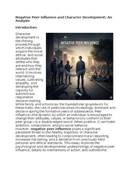 Negative Peer Influences in Character Education Worksheet Classwork, Homework