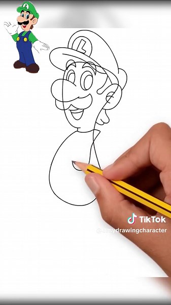 Easy Drawing Luigi #supermario #luigi #drawing