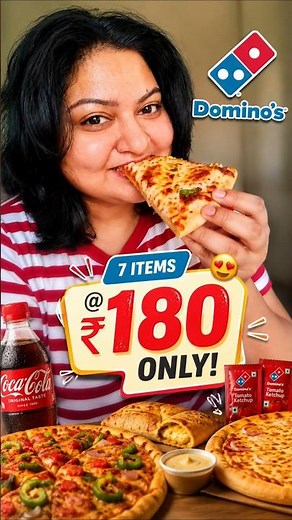 7 Dominos Items @ ₹180 Only 😱 Best Pizza Deal Ever! l Dominos Coupon Code Today #Shorts #pizzalover