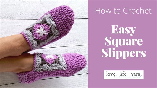 How to Crochet Square Slippers Easy Tutorial PART 3