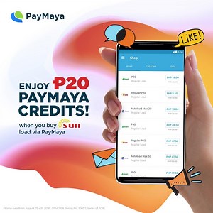 7.8K views · 3 comments | Enjoy P20 PayMaya credits when you buy at least P20 of SUN load using PayMaya! Promo from August 25-31 only. | Maya | Facebook