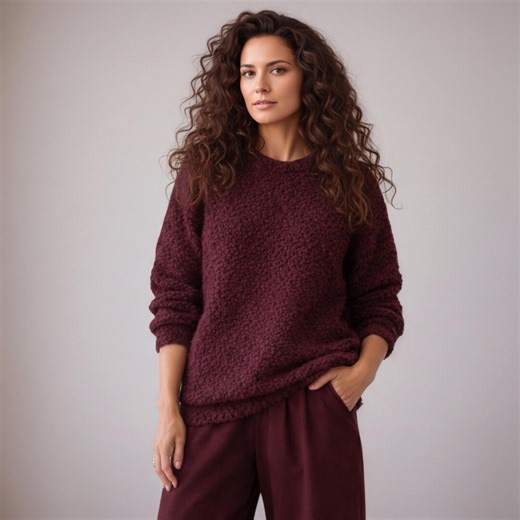 Textured Alpaca Bouclé Sweater, Minimalist Oversized Knit Teddy Top, Soft Fluffy Wool Pullover, Jumper – Hand Knit in the EU, 30 Colours - Etsy