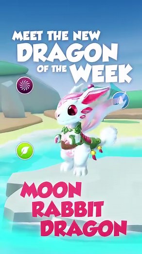 10K views · 157 reactions | ✨ Meet new Dragon of the Week: Moon Rabbit Dragon!  The Moon Rabbit Dragon  can often be seen grinding ingredients it's gathered between rocks to create an elixir. It seems to be saving it for someone, as it's never offered any to this trainer. ✨ Its parents are Jaws Dragon and Venom Dragon. | Dragon Mania Legends | Facebook