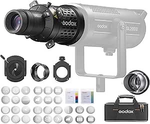 GODOX BLP Projector, Snoot Photography for Bowens Mount S30 SL60W SL60IIBi VL150 VL150II M600 CB60 CB100C CB200B 100X 200X LED Light with MLP-ID Iris + SA-09-001/002/003/004 + SA-11C/SA11T