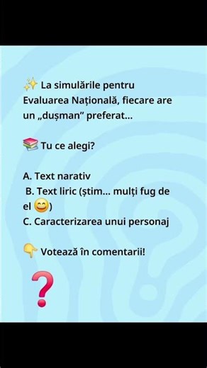 Tu ce subiect alegi la Evaluarea Națională?