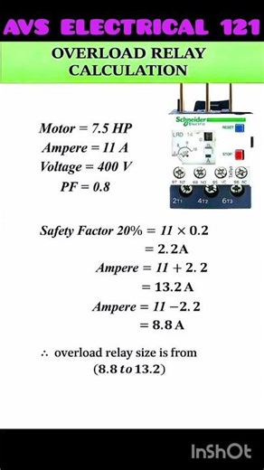 Overlod Relay| Overload Relay Calculation| Electrical | Avselectrical121 |