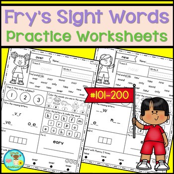 Fry' Second 100 Sight Word List High Frequency Words Practice Worksheets 101-200