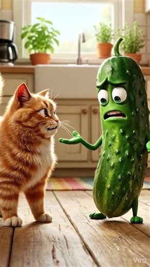 Cucumber Ne Billi Ko Dara Diya 😂 Sabse Funny Kitchen Moment #funny #memes #mcdonalds #animation