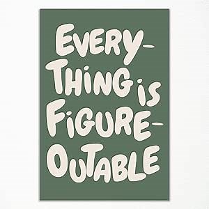 Everything Is Figureoutable Canvas, Sage Green Inspirational Quote Poster, Motivational Office Wall Art, Trendy Positive Affirmations Decor, Uplifting Daily Quotes 8x12in Unframed