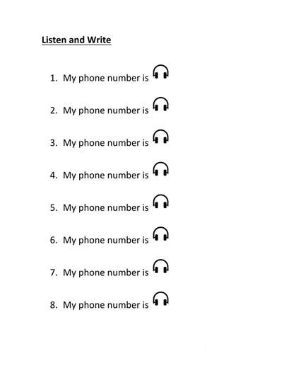 Phone numbers - Listening worksheet