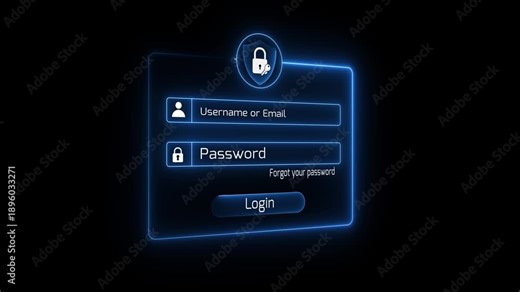 User typing login and password at home, secure access to the personal information and big data. cyber security, the digital crime concept, 3D secure login motion graphics