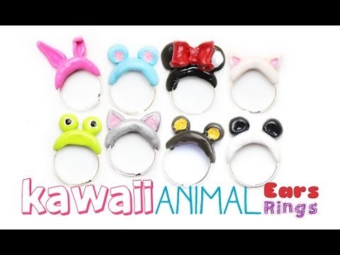 Kawaii Animal Ears Rings - DIY - Polymer Clay Jewelry Tutorial