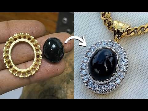 Handmade Black Onyx & Diamond Pendant | Detailed Jewelry Making Tutorial