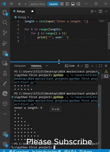 Python Star Pattern in Seconds ⭐#shorts #pythonprogramming #python