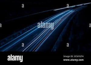 blue car lights at night. long exposure Stock Video Footage - Alamy