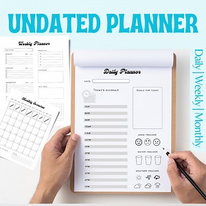 Undated Digital Planner – Weekly, Daily, Monthly (PDF Download) - Etsy UK