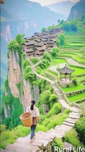 Terraced fields a method of farming where flat areas like steps are formed on the sides of hills