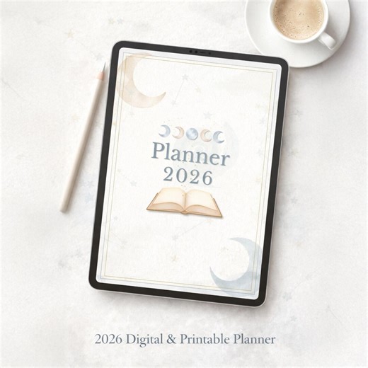 2026 Digital Planner | Celestial Aesthetic Planner | Editable and Printable | Daily, Weekly and Mind Space | Gentle Year Planner - Etsy