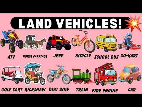 Land Transport Names with Phonics 🚗 | Learn Cars, Trucks & Trains for Kids