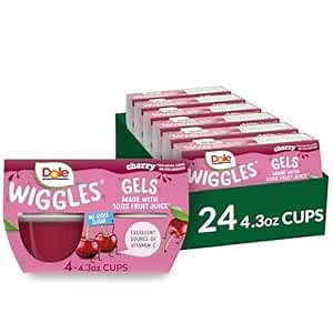 Amazon.com : Dole Wiggles No Sugar Added Cherry Fruit Juice Gel Snacks, 4.3oz 24 Total Cups, Gluten & Dairy Free, Bulk Lunch Snacks for Kids & Adults : Everything Else