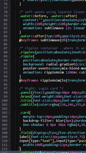 Moonlit Ripple Login | html css js project with source code